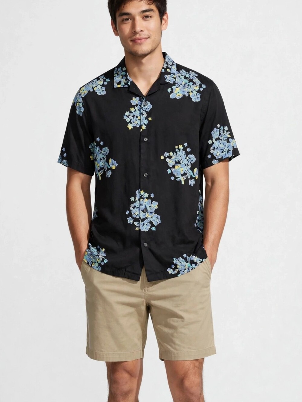 Roark Shirt Mens Sz S Black Floral Hawaiian Button Down Revival Camp Classic Fit